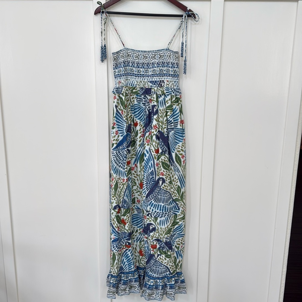Farm Rio McCaw Flight Smocked Maxi Dress Sz S - Picture 4 of 9